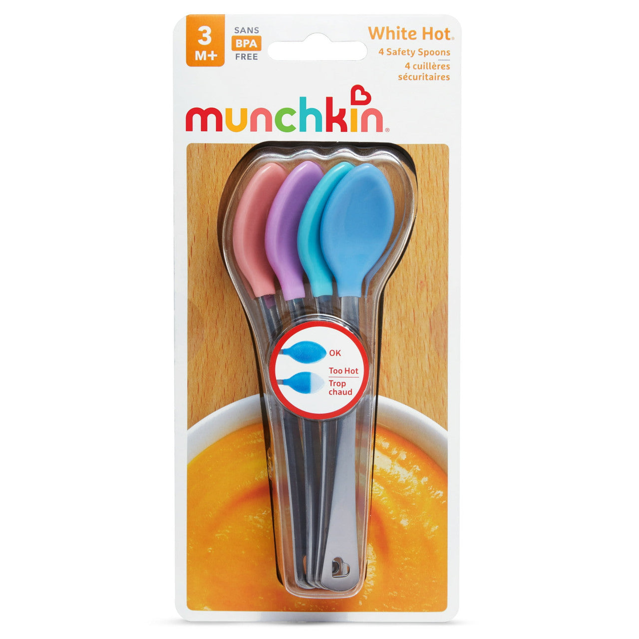 Munchkin Baby Healthflow White Hot Safety Spoons, 4 Ea